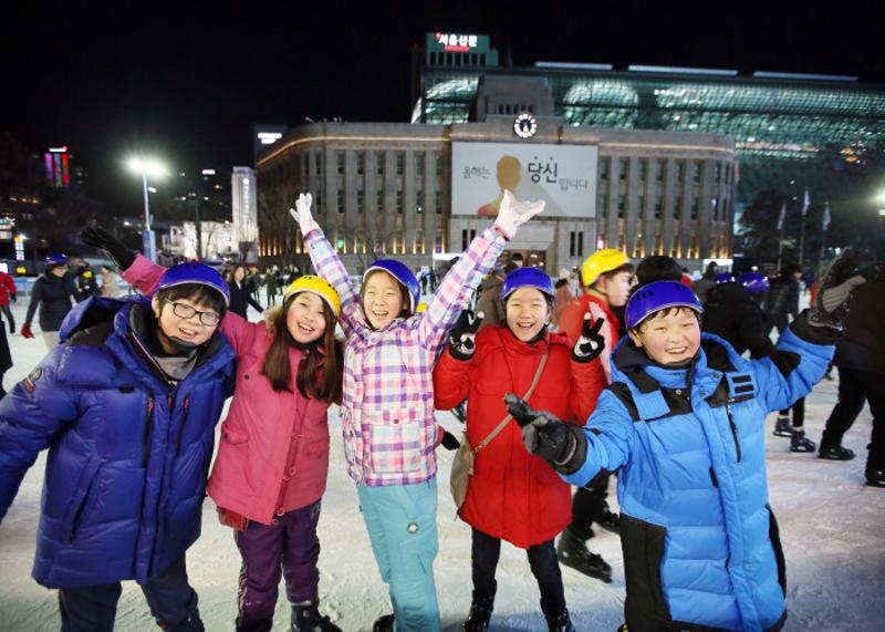 Ice Skating at Seoul Plaza